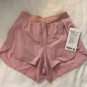Lululemon PINK HAZE fast and free High Rise split Short 3” lined size small